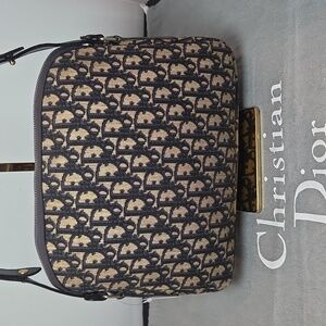 Dior Adjustable 2 Way shoulder strap 1970s Oblique canvas bag Collectable